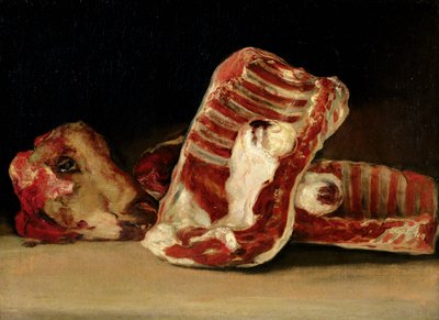 Stilleben af fåreribben og hoved - Slagterens disk af Francisco de Goya