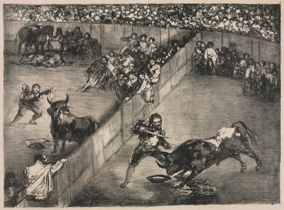 The Bulls of Bordeaux: Tyrekamp i en delt ring, 1825. af Francisco de Goya