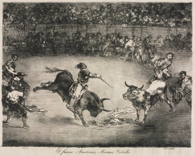 The Bulls of Bordeaux: The Famous American, Mariano Ceballos, 1825. af Francisco de Goya
