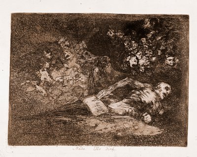 The Disasters of War: Intet, det vil han sige (radning fra den forberedende tegning af Francisco de Goya
