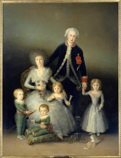 Hertugen af ​​Osuna, Peter af Alcantara og hans familie. Maleri af Francisco de Goya og Lucients (1746-1828). 1788. Søn. 2,25x1,74 m Madrid. Pradomuseet. - Et portræt af hertugen af ​​Osuna, Pedro Telez Giron (1755-1807); hans hustru, grevinden-hertuginden af Francisco de Goya