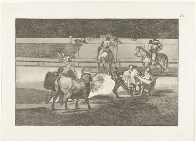 Tyrefægter mødte brandende banderillas ildbånd Tyrefægtning (serietitel) Stierenvechten (serietitel) af Francisco de Goya
