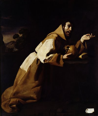 Frans i meditation, 1639 af Francisco de Zurbaran