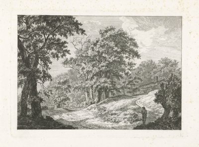 Landskab med to figurer ud til vejen af Franciscus Andreas Milatz