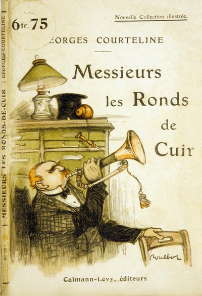 Cover af "Gentlemen leather circles" af Georges Courteline, ca. 1908 (farve litho) af Francisque Poulbot