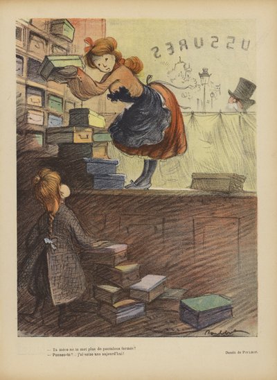 Illustration til Le Rire (farve litho) af Francisque Poulbot