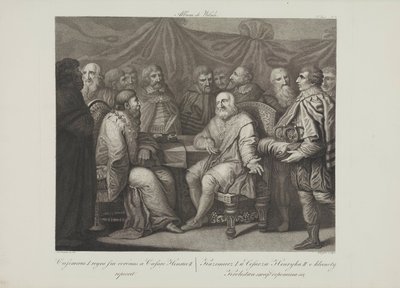 Restauratoren Casimir I møder kejser Henrik III af Smuglewicz, Franciszek (1745-1807). Litografi, slutningen af 1700-tallet. Privat Samling af Franciszek Smuglewicz