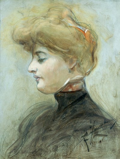 Hoved af en blond kvinde, ca. 1895 af Franciszek Zmurko