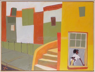 Brownstone Blues, 2000 (blandede medier på lærred) af Francks Deceus