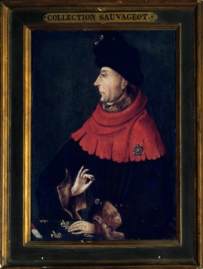 Portræt af Jean uden frygt, hertug af Bourgogne (1371-1419) Maleri af Bourgogne-skolen. Begyndelsen af det 15. århundrede. Sol 0,29x0,21 m af Franco Burgundian
