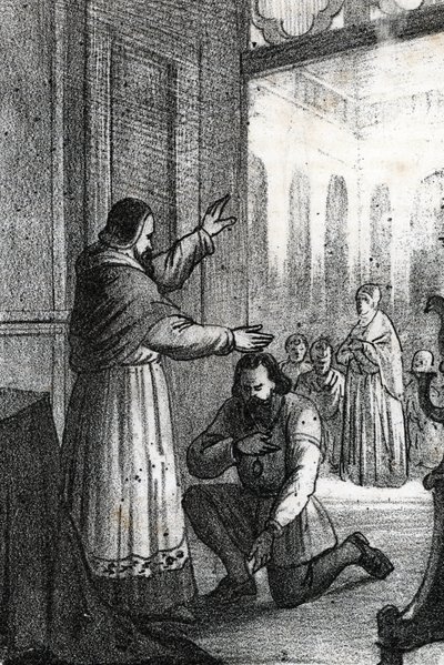 Møde mellem pave Paul III og Charles Quint ved Rocca di Busseto i af Franco Mistrali