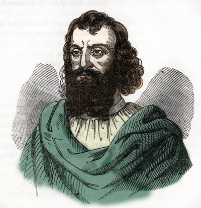 Portræt af kejser Justinian I (482-565) (Justinian I) efter "I misteri del vaticano" af Franco Mistrali 1843 af Franco Mistrali