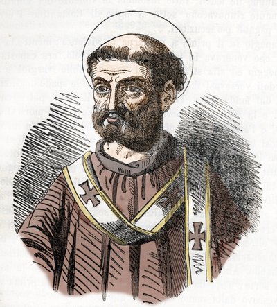 Portræt af pave Libere (Liberius) (352-366) Indgravering fra "I misteri del vaticano" af Franco Mistrali 1843 af Franco Mistrali