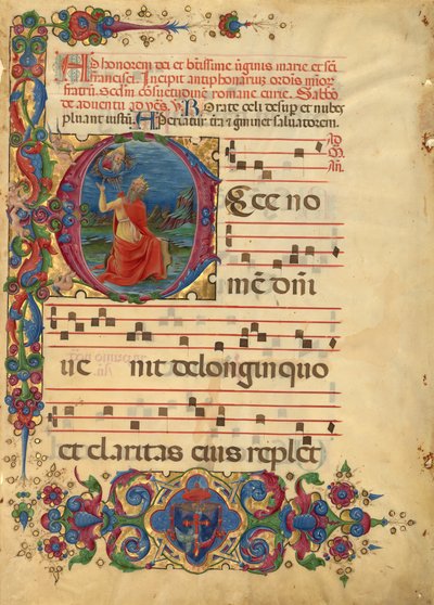 Blad fra kardinal Bessarions antifonale af Franco dei Russi