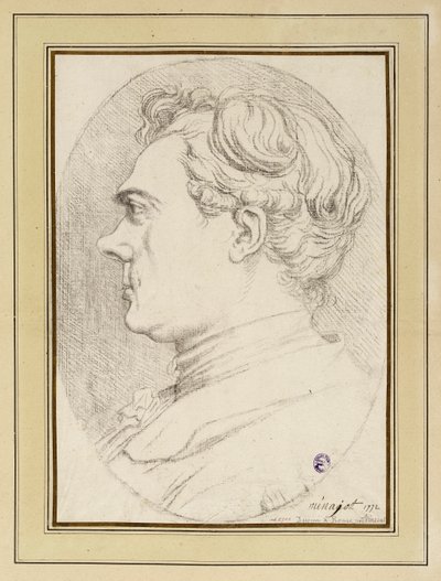 Karikaturportræt af maleren Ménageot, Rom 1772 af François-André Vincent