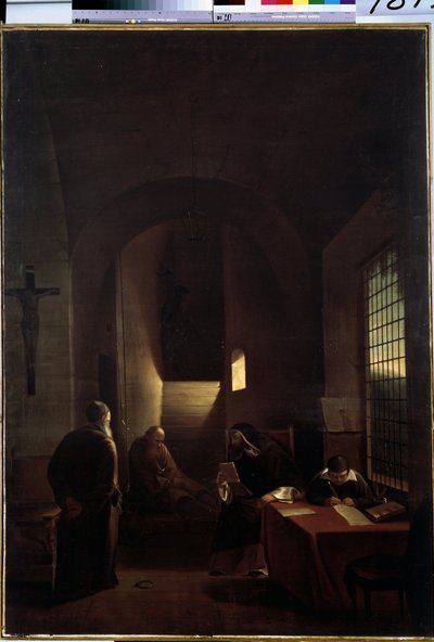 ""Den italienske astronom Galileo Galilei (Galilæa) (1564-1642) i sin celle i Firenze under inkvisitionen"" Maleri af Francois Marius Granet (1775-1849) Eremitagemuseet fra det 19. århundrede, Sankt Petersborg af Francois Marius Granet