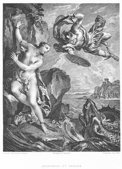 Andromeda og Persee (gravering) af Francois (after) Boucher