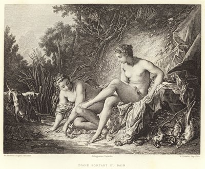 Diane Leaving the Bath (gravering) af Francois (after) Boucher