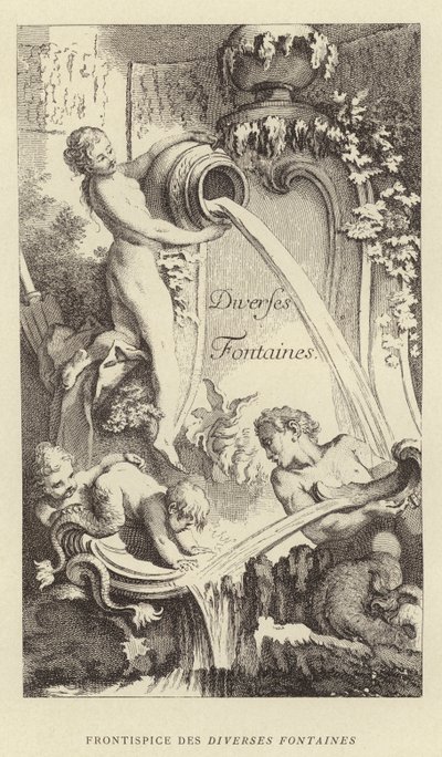 Frontispice af Diverses Fontaines (gravering) af Francois (after) Boucher
