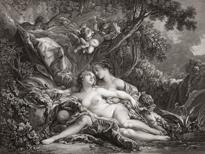Jupiter og Callisto. (Print) af Francois (after) Boucher