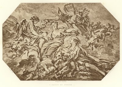 Amor og psyke (gravering) af Francois (after) Boucher