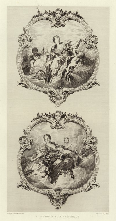 Astronomi, retorik (gravering) af Francois (after) Boucher