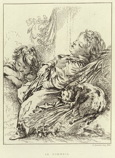 Søvn (gravering) af Francois (after) Boucher