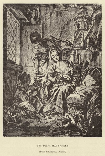 Mødrepleje af Francois (after) Boucher