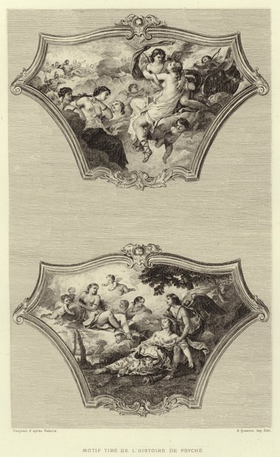 Mønsterdæk fra historien om Psyche (gravering) af Francois (after) Boucher
