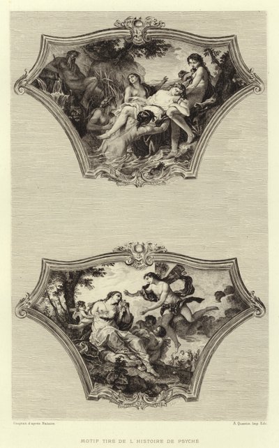 Motiv taget fra historien om Psyche (gravering) af Francois (after) Boucher