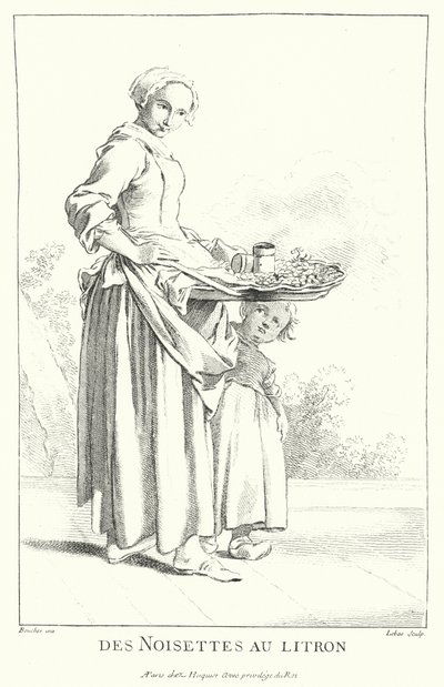 Nødder sælger (gravering) af Francois (after) Boucher