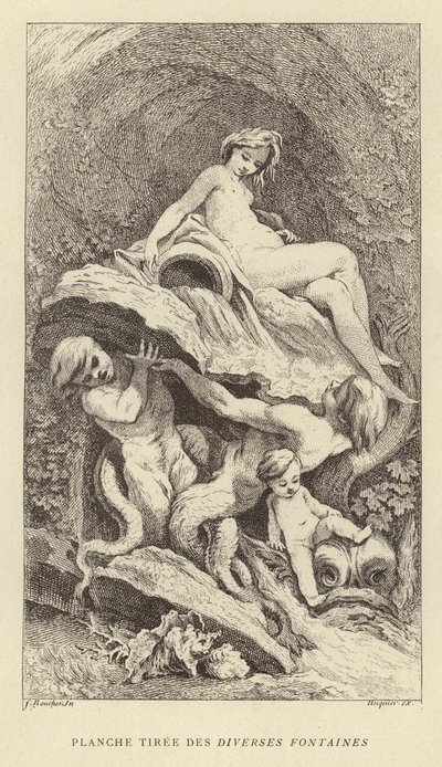 Tallerken fra de forskellige fontæner (gravering) af Francois (after) Boucher