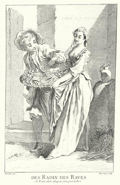 Radise og majroe sælger (gravering) af Francois (after) Boucher