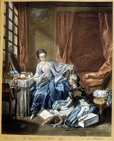 Modehandleren efter et maleri af Boucher af Francois (after) Boucher