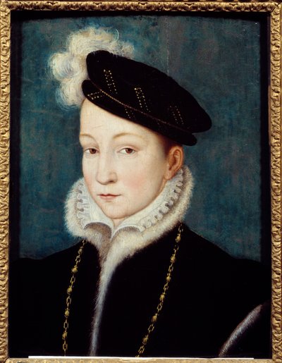 Portræt af Francois II (1544-1560) Konge af Frankrig Maleri af Francois Clouet (1515-1572) omkring 1553 Chantilly, Musee Conde af Francois (after) Clouet