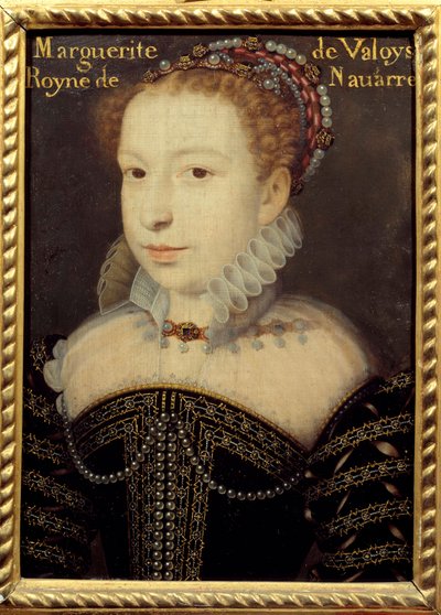 Portræt af Marguerite de Valois (1553-1615) eller Dronning Margot Maleri af Francois Clouet (ca. 1515-1572) 1500-tallet søn. 0,24 X 0,31 m Chantilly, Musee Conde af Francois (after) Clouet