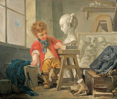 An Allegory of Sculpture (olie på lærred) af Francois (and studio) Boucher