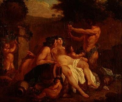 Bacchus Merrymaking ved en stenurne i en Dell af Francois (circle of) Boucher