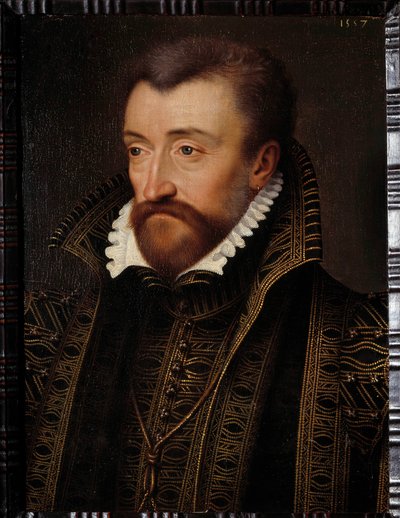 Portræt af Antoine de Bourbon, hertug af Vendome (1518-1562), far til kong Henrik IV Maleri af Francois Clouets skole (1515-1572) 1560 Søn. 0,31x0,23 m Pau, musee du chateau - Portræt af Antoine de Bourbon, hertug af Vendome (1518-1562), far til af Francois (school of) Clouet