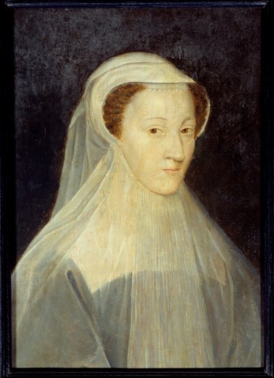 Portræt af Marie Stuart (1542-1587), dronning af Frankrig og dronning af Skotland i sørgedragt. Maleri af Francois Clouets værksted (1515-1572), ca. 1560. Olie på træ. Mål: 0,37 x 0,26 m. Paris, Musee Carnavalet - Portræt af Mary Stuart (1542-15 af Francois (workshop of) Clouet