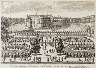 Udsigt over Chateau de Chantilly fra Orangeriet, midten af det 18. århundrede af Francois Antoine Aveline