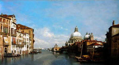 Udsigt over Canal Grande fra Academica Bridge (olie på panel) af Francois Antoine Bossuet
