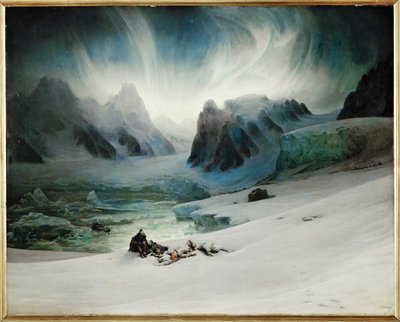 Magdalenabugten, set fra halvøen med gravene ... af François Auguste Biard