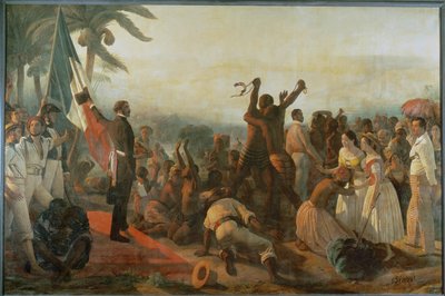 Proklamation af de sortes frihed i kolonierne ... af François Auguste Biard