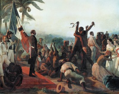 Proklamation om afskaffelse af slaveriet i de franske kolonier den 23. april af François Auguste Biard