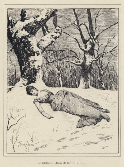 Selvmord (litho) af Francois Auguste Didier Clovis