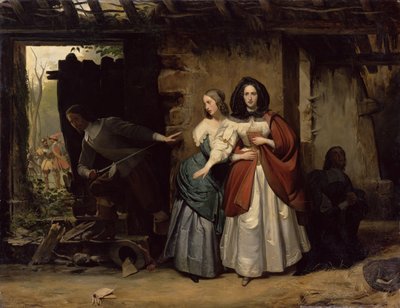 The Flight of Henrietta-Maria of France, Queen of England i 1638, 1835 af Francois Augustin Desmoulins