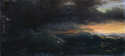 Solnedgang på stormfuldt hav af Francois Barry