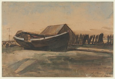 Båd på en strand, Le Tréport af François Bonvin