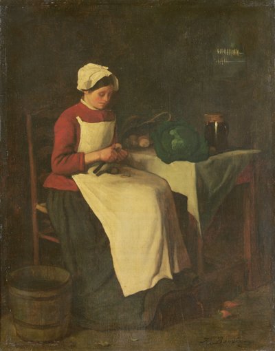 Den unge husmor (olie på lærred) af François Bonvin